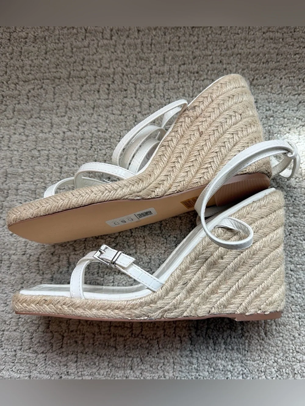 Topshop White Croc-Textured Espadrille Wedge Sandals